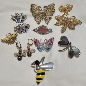 Elegant Butterfly and Bee Brooch Set